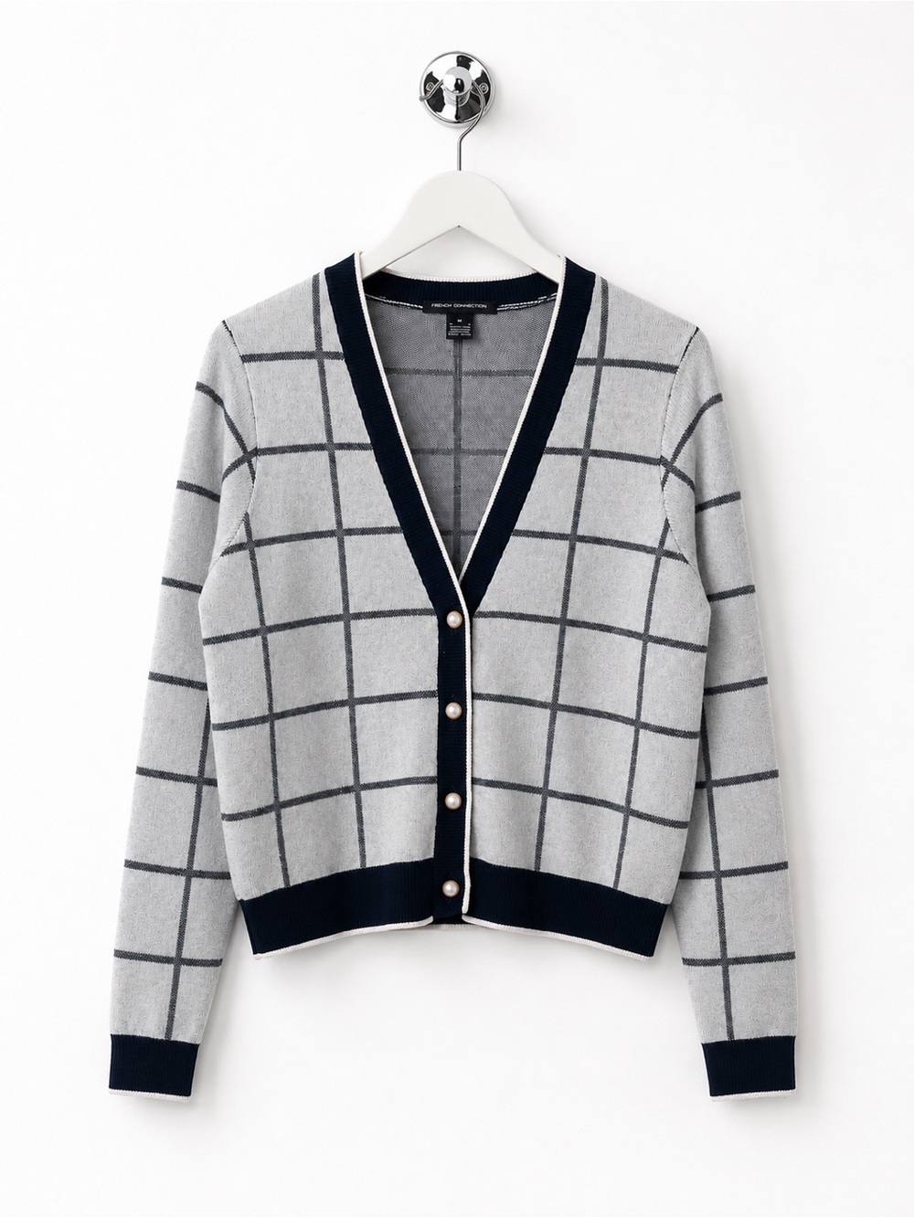 FRENCH CONNECTION windowpane cardigan sweater